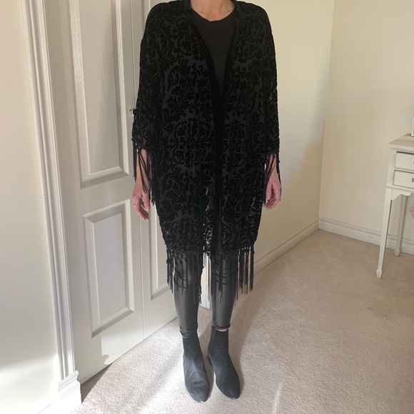 Zara Boho Black cut velvet kimono - Picture 2 of 11